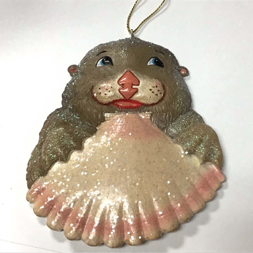 Can be personalized Christmas ornament otter shell 79-00040 4” x 3 1/2”